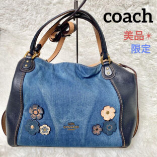 希少限定】coach コーチ ハンドバッグ ティーローズ デニム 3way